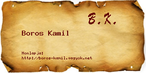 Boros Kamil névjegykártya